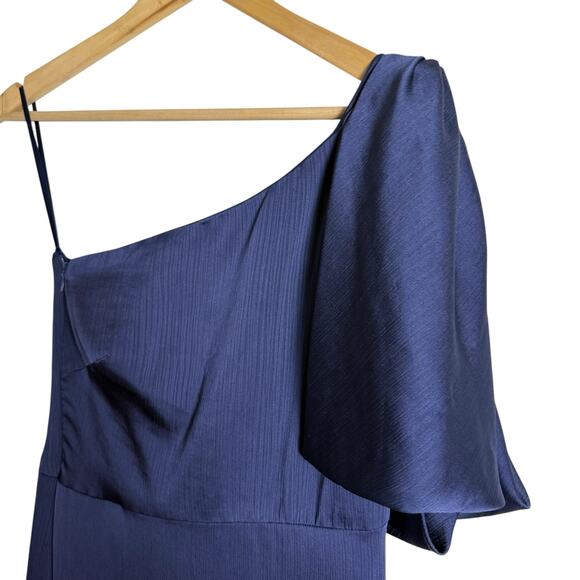 Sachin & Babi Chelsea Navy Blue Bow One Shoulder Sleeveless Formal Gown Size 2 - Picture 8 of 16